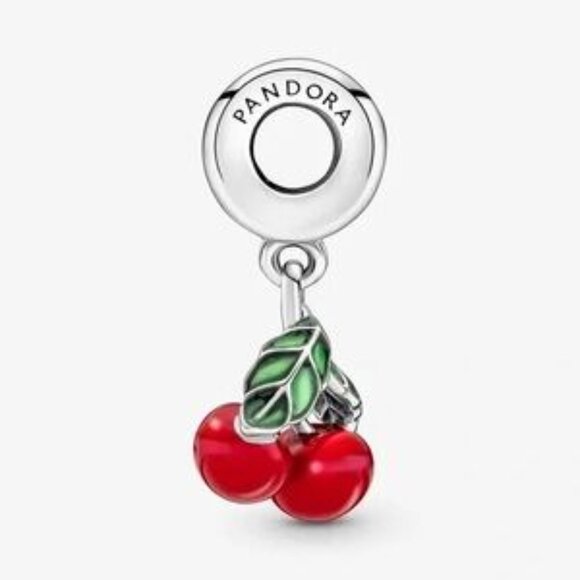 Pandora Cherry Charm in Red and Green - Picture 2 of 3